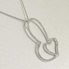 Load image into Gallery viewer, 2400435-Love-Beautiful-14k-Solid-White-Gold-Heart-in-Heart-Diamond-Pendant