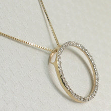 Load image into Gallery viewer, 2400490-Elegant-Beautiful-14k-Solid-Yellow-Gold-Circle-Diamond-Pendant-Necklace