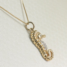 Load image into Gallery viewer, 2400550-Diamond-Seahorse-Pendant-Necklace-14k-Yellow-Solid-Gold