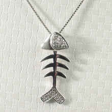 Load image into Gallery viewer, 240057A-Beautiful-Unique-Fish-Skeleton-14k-W/G-Diamonds-Pendant-Necklace