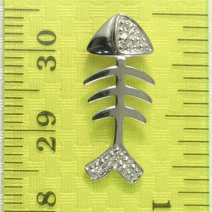 240057A-Beautiful-Unique-Fish-Skeleton-14k-W/G-Diamonds-Pendant-Necklace