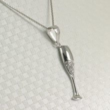 Load image into Gallery viewer, 2400615-Beautiful-14k-Solid-White-Gold-Champagne-Cup-Diamond-Pendant-Necklace