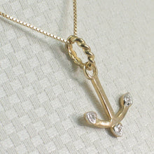 Load image into Gallery viewer, 2400680-Beautiful-Unique-14K-Solid-Yellow-Gold-Diamond-Anchor-Pendant-Necklace