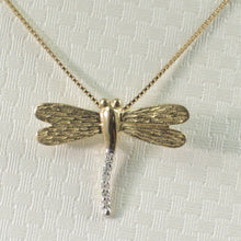 Load image into Gallery viewer, 2400750-Beautiful-Unique-Dragonflies-14k-Yellow-Gold-Diamonds-Charm-Necklace