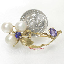 Load image into Gallery viewer, 2600040-14k-Solid-Gold-Genuine-Amethyst-Cultured-Pearl-Handmade-Brooch