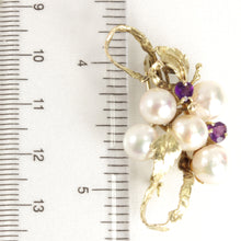 Load image into Gallery viewer, 2600050-14k-Yellow-Gold-Genuine-Amethyst-Cultured-Pearl-Handmade-Brooch