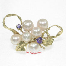 Load image into Gallery viewer, 2600060-14k-Yellow-Gold-Akoya-Pearls-Amethysts-Brooch