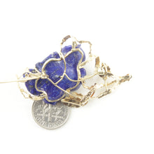 Load image into Gallery viewer, 2600094-14k-Yellow-Gold-Genuine-Lapis-Pearl-Handmade-Brooch-Pendant