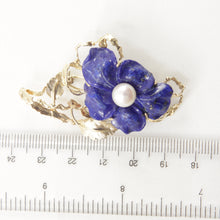 Load image into Gallery viewer, 2600094-14k-Yellow-Gold-Genuine-Lapis-Pearl-Handmade-Brooch-Pendant