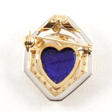 Load image into Gallery viewer, 2600721-18k-Solid-Two-Tone-Gold-Genuine-Lapis-Diamond-Brooch-N-Pendant
