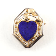 Load image into Gallery viewer, 2600721-18k-Solid-Two-Tone-Gold-Genuine-Lapis-Diamond-Brooch-N-Pendant