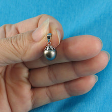 Load image into Gallery viewer, 2T00026G-Genuine-Black-Blue-Tahitian-Pearl-14k-Cap-Pendants