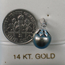 Load image into Gallery viewer, 2T00026G-Genuine-Black-Blue-Tahitian-Pearl-14k-Cap-Pendants