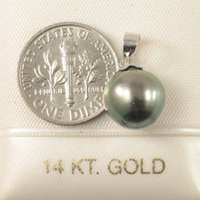 Load image into Gallery viewer, 2T00027B-Genuine-Black-Tahitian-Pearl-14k-Solid-White-Gold-Pendants