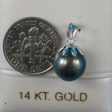 Load image into Gallery viewer, 2T00027F-Genuine-Black-Tahitian-Pearl-14k-Cap-Pendants