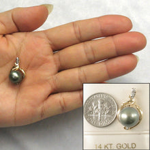 Load image into Gallery viewer, 2T00100B-14k-Solid-Yellow-Gold-Diamond-Tahitian-Pearl-Pendant