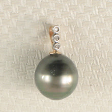 Load image into Gallery viewer, 2T00113-14k-Yellow-Gold-Triple-Diamond-Bale-Black-Tahitian-Pearl-Pendant