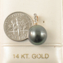 Load image into Gallery viewer, 2T00114B-Diamond-Bale-Black-Tahitian-Pearl-14k-YG-Pendant