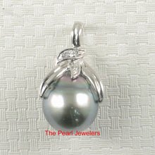 Load image into Gallery viewer, 2T00165-Genuine-Blue-Tahitian-Pearl-14k-White-Gold-Diamonds-Pendant