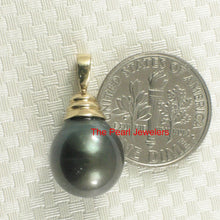 Load image into Gallery viewer, 2T00322A-14k-Yellow-Gold-Bell-Genuine-Black-Tahitian-Pearl-Pendant