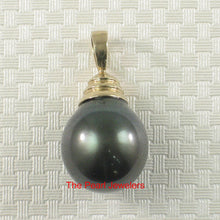 Load image into Gallery viewer, 2T00322A-14k-Yellow-Gold-Bell-Genuine-Black-Tahitian-Pearl-Pendant