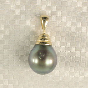 2T00322B-Genuine-Black-Green-Tahitian-Pearl-14k-YG-Bell-Pendant