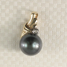 Load image into Gallery viewer, 2T00431-Black-Tahitian-Pearl-Pendant-14k-Yellow-Gold-Diamond