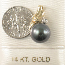 Load image into Gallery viewer, 2T00431-Black-Tahitian-Pearl-Pendant-14k-Yellow-Gold-Diamond