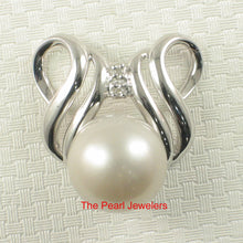 Load image into Gallery viewer, 2T00555A-Tahitian-Pearl-Pendant-14k-White-Gold-Crest-Diamond-Accent