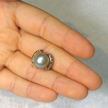 Load image into Gallery viewer, 2T00844A-14k-Gold-Genuine-Diamond-Natural-Silver-Tahitian-Pearl-Pendant