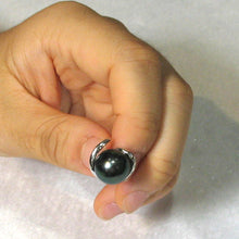 Load image into Gallery viewer, 2T00847A-Genuine-Black-Tahitian-Pearl-Pendant-14k-White-Gold-Diamond
