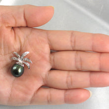 Load image into Gallery viewer, 2T00865-Pineapple-Diamonds-Black-Tahitian-Pearl-14k-White-Gold-Pendant