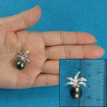 Load image into Gallery viewer, 2T00865-Pineapple-Diamonds-Black-Tahitian-Pearl-14k-White-Gold-Pendant