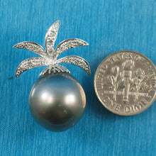 Load image into Gallery viewer, 2T00868-Diamonds-15.2mm-Black-Tahitian-Pearl-14k-White-Gold-Pendant