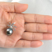 Load image into Gallery viewer, 2T00868-Diamonds-15.2mm-Black-Tahitian-Pearl-14k-White-Gold-Pendant
