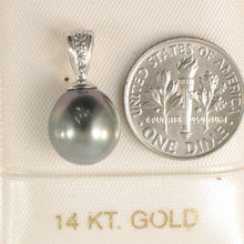 Load image into Gallery viewer, 2T00886-14k-White-Gold-Genuine-Diamond-Black-Tahitian-Pearl-Pendant