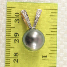 Load image into Gallery viewer, 2T00911D-14k-Large-Rabbit-Ear-Genuine-Diamond-Tahitian-Pearl-Pendant