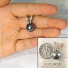 Load image into Gallery viewer, 2T00911D-14k-Large-Rabbit-Ear-Genuine-Diamond-Tahitian-Pearl-Pendant