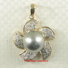 Load image into Gallery viewer, 2T00921-Beautiful-14k-Gold-Genuine-Diamond-Tahitian-Pearl-Pendant