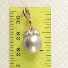 Load image into Gallery viewer, 2T00952-14k-Gold-Diamonds-Silver-Tone-Tahitian-Pearl-Enhance-Pendant