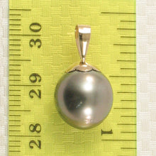 Load image into Gallery viewer, 2T01025B-Genuine-Black-Blue-Tahitian-Pearl-14k-Yellow-Gold-Bale-Pendant