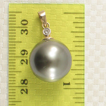 Load image into Gallery viewer, 2T01132B-Genuine-Black-Tahitian-Pearl-Diamond-14k-Gold-Bale-Pendant