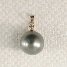 Load image into Gallery viewer, 2T01132B-Genuine-Black-Tahitian-Pearl-Diamond-14k-Gold-Bale-Pendant