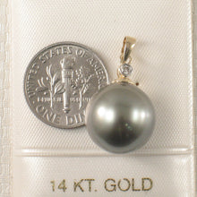 Load image into Gallery viewer, 2T01132B-Genuine-Black-Tahitian-Pearl-Diamond-14k-Gold-Bale-Pendant