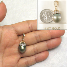 Load image into Gallery viewer, 2T01951E-Chartreuse-Tone-Tahitian-Pearl-Diamonds-14k-Enhance-Pendant