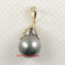 Load image into Gallery viewer, 2T01970A-14k-Gold-Diamonds-Black-Tahitian-Pearl-Pendants