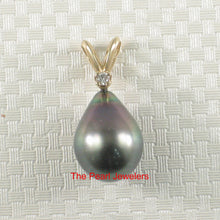 Load image into Gallery viewer, 2T02272A-14k-Rabbit-Ear-Bale-Genuine-Diamond-Tahitian-Pearl-Pendant