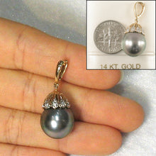 Load image into Gallery viewer, 2T02951-Genuine-Black-Tahitian-Pearl-Diamonds-14k-Yellow-Gold-Pendant