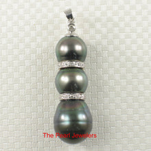 Load image into Gallery viewer, 2T04137A-14k-White-Gold-Diamonds-3-Series-Black-Tahitian-Pearl-Pendant