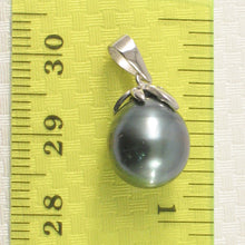 Load image into Gallery viewer, 2T90657A-14k-White-Gold-Genuine-Black-Blue-Tahitian-Pearl-Diamond-Pendant